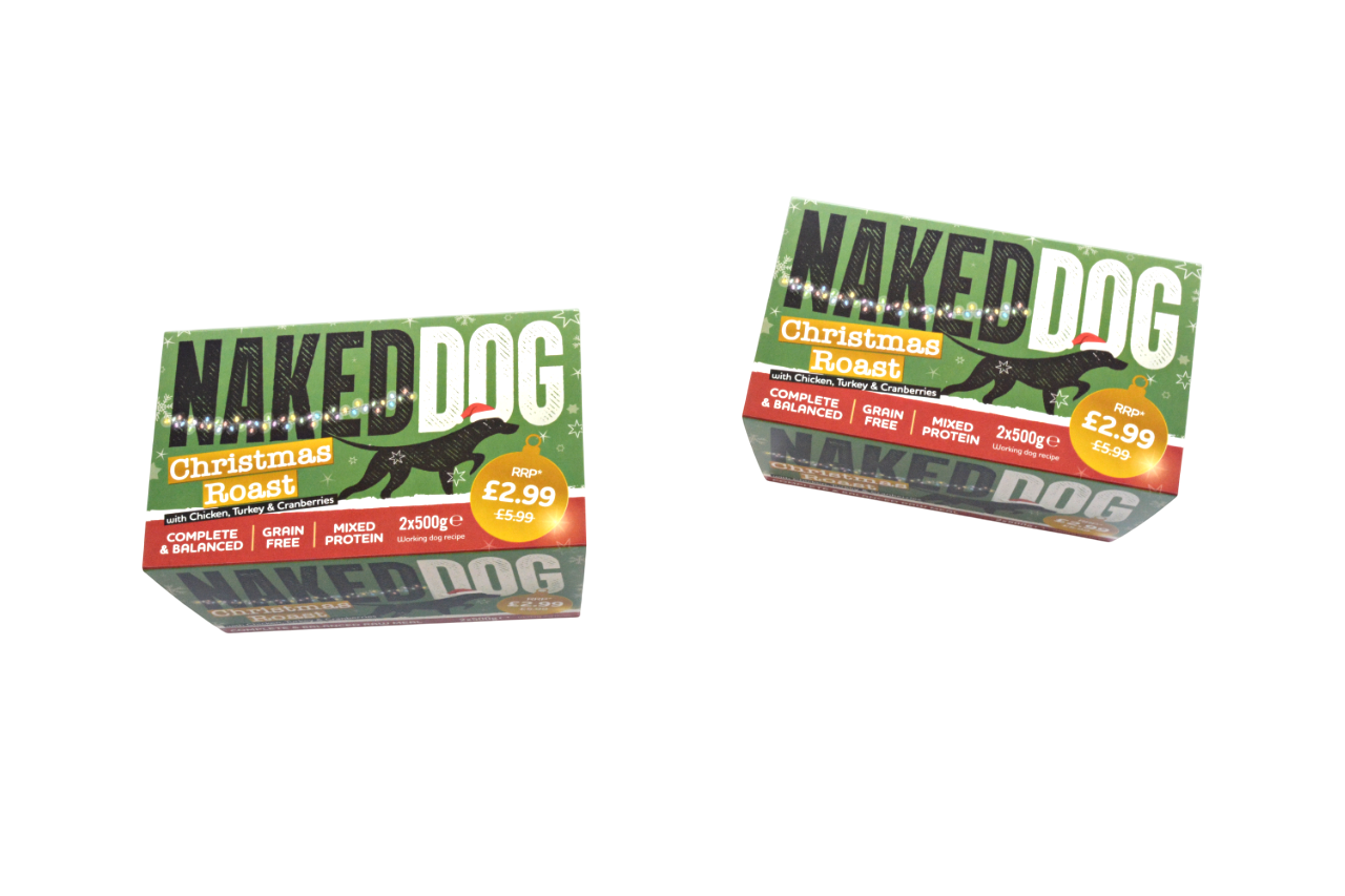 Naked Dog Christmas Christmas edition printed dog food packaging sleeves
